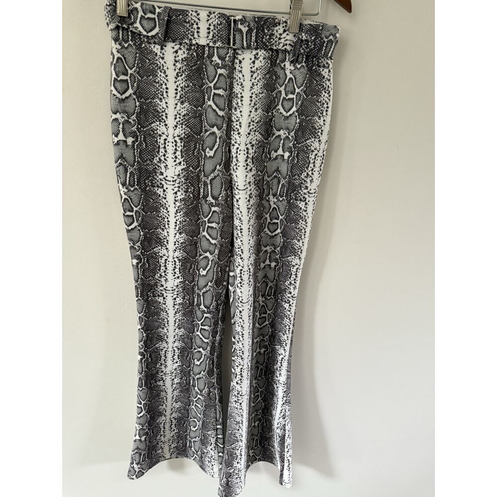 Sweet Rain Women’s Pull-On Pants Stretch Snake Print Flared Leg Size M Boho